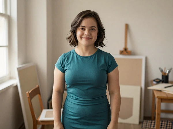 Marisol, a little person artist in her studio - little people dating community InclusiveDating