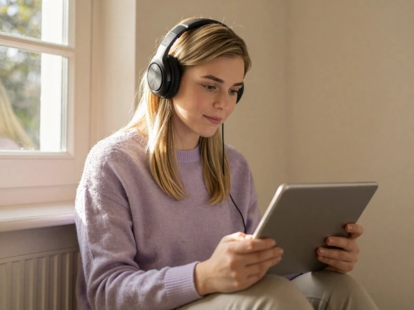 Sasha, an autistic adult, reading calmly by a sunlit window on InclusiveDating