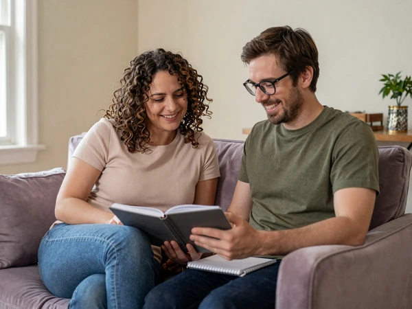 Iris and Daniel, a calm ADHD couple at home in 2026